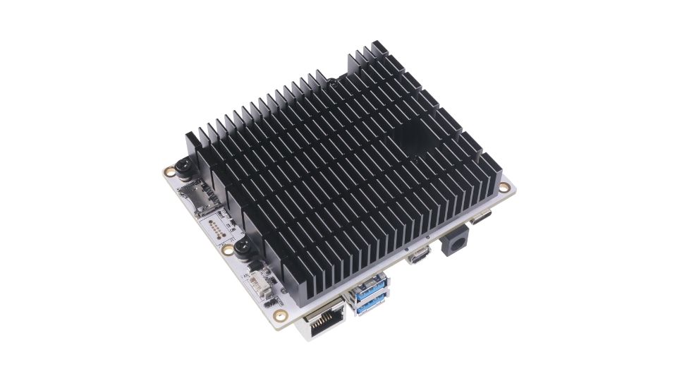 BeagleBone AI-64 back with heatsink at 45° angle